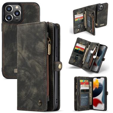 Multifunkčné peňaženkové puzdro CaseMe na iPhone 13 Pro - Čierna