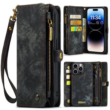 Multifunkčné peňaženkové puzdro CaseMe na iPhone 14 Pro - Čierna