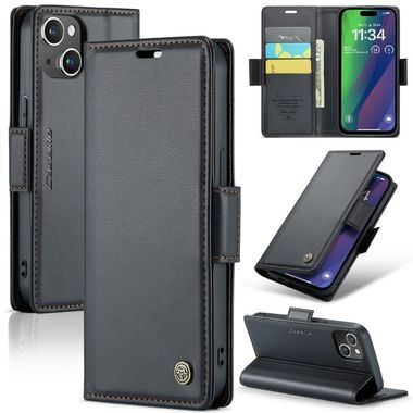 Multifunkčné peňaženkové puzdro CASEME na iPhone 15 Plus - Čierna