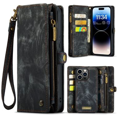 Multifunkčné peňaženkové puzdro CASEME na iPhone 15 Pro - Čierna