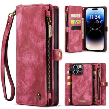 Multifunkčné peňaženkové puzdro CaseMe na iPhone 15 Pro Max - Červená