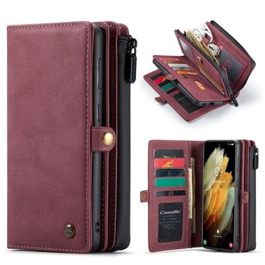 Multifunkčné peňaženkové puzdro CASEME na Samsung Galaxy S21 Plus 5G - Červená