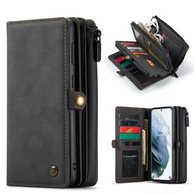 Multifunkčné peňaženkové puzdro CASEME na Samsung Galaxy S21 Ultra 5G - Čierna