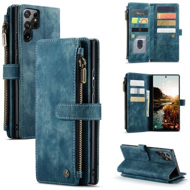 Multifunkčné peňaženkové puzdro CaseMe na Samsung Galaxy S22 Ultra 5G - Modrá