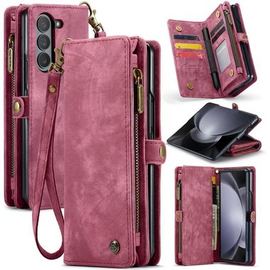 Multifunkčné peňaženkové puzdro CaseMe Zipper na Samsung Galaxy Z Fold5 - Červená