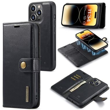 Multifunkčné peňaženkové puzdro DG.MING na iPhone 15 Pro - Čierna