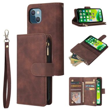 Multifunkčné peňaženkové puzdro na iPhone 13 Mini - Coffee