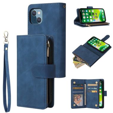 Multifunkčné peňaženkové puzdro na iPhone 13 Mini - Modrá