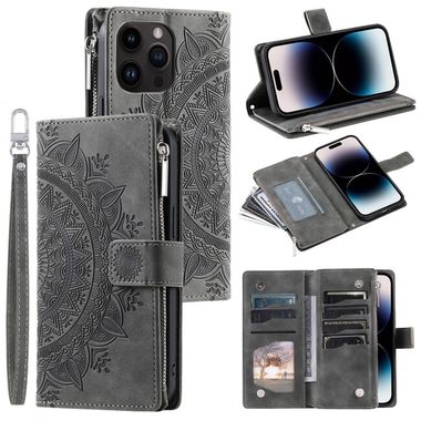 Multifunkčné peňaženkové puzdro na iPhone 15 Pro Max - Šedá