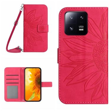 Multifunkčné peňaženkové puzdro Sun Flower na Xiaomi 13 Pro - Ružovo červená