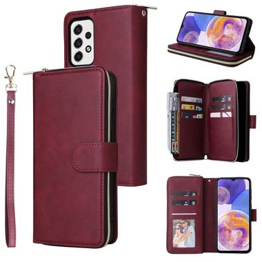 Multifunkčné peňaženkové puzdro ZIPPER na váš Samsung Galaxy A23 5G - Vínovo červená
