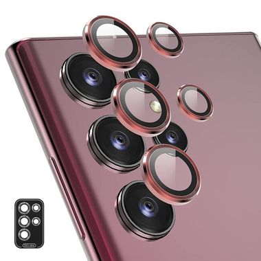 Ochranné sklo na kameru ENKAY Aluminium pre telefón Samsung Galaxy S23 Ultra 5G - Červená