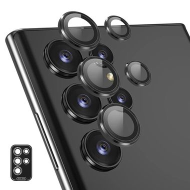 Ochranné sklo na kameru ENKAY Aluminium pre telefón Samsung Galaxy S23 Ultra 5G - Čierna