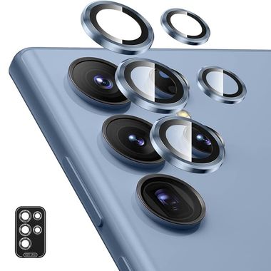 Ochranné sklo na kameru ENKAY Aluminium pre telefón Samsung Galaxy S23 Ultra 5G - Svetlomodrá