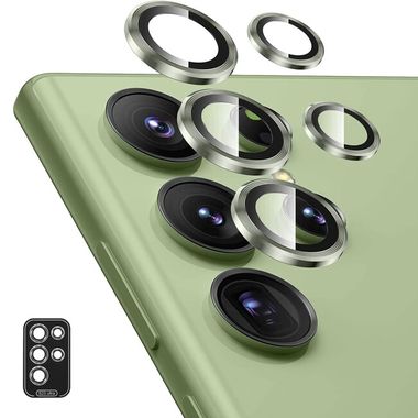 Ochranné sklo na kameru ENKAY Aluminium pre telefón Samsung Galaxy S23 Ultra 5G - Svetlozelená