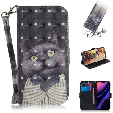 Peňaženkové 3D kožené puzdro na iPhone 11 Pro Max - Cat