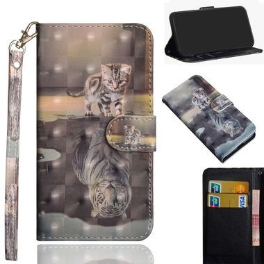 Peňaženkové 3D kožené puzdro na iPhone 11 Pro Max - cat tiger