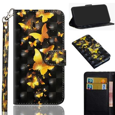 Peňaženkové 3D kožené puzdro na iPhone 11 Pro Max - Golden Butterfly