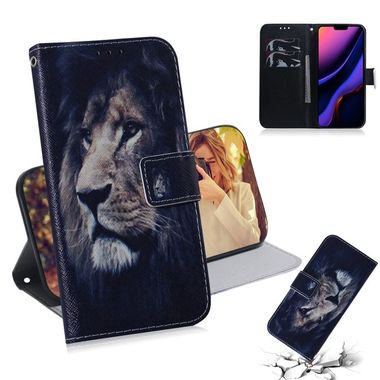 Peňaženkové 3D kožené puzdro na iPhone 11 Pro Max - Lion