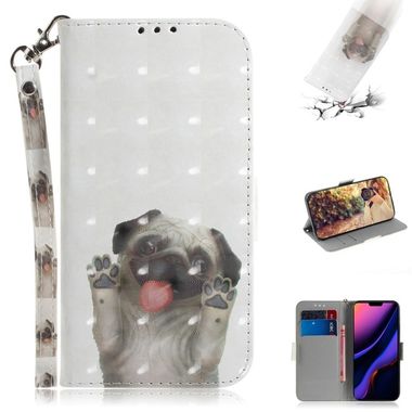 Peňaženkové 3D kožené puzdro na iPhone 11 Pro Max - Pug