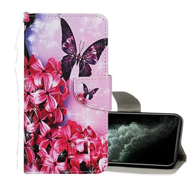 Peňaženkové 3D kožené puzdro na iPhone 11 Pro Max - Red Flower Butterfly
