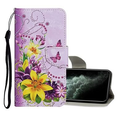 Peňaženkové 3D kožené puzdro na iPhone 11 Pro Max - Yellow Flower Butterfly