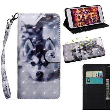 Peňaženkové 3D kožené puzdro na Sony Xperia L3 - Husky