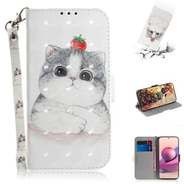 Peňaženkové 3D kožene puzdro na Xiaomi Redmi Note 10/10S - Cute Cat