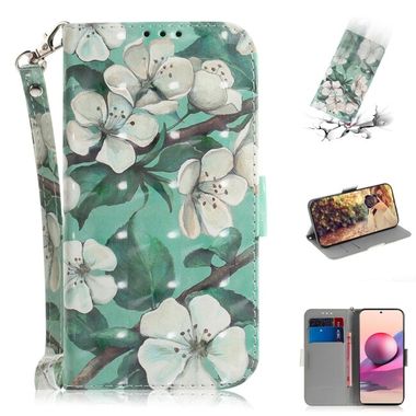 Peňaženkové 3D kožene puzdro na Xiaomi Redmi Note 10/10S - Watercolor Flowers
