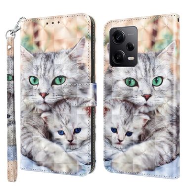 Peňaženkové 3D kožene puzdro na Xiaomi Redmi Note 12 Pro 5G –Two Loving Cats