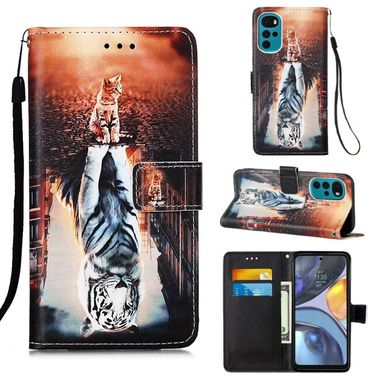 Peňaženkové 3D puzdro COLORED na Motorola Moto G22 - Mačka a tiger
