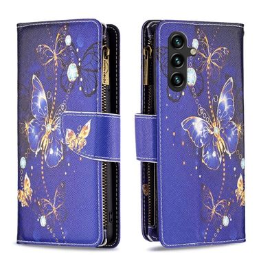 Peňaženkové 3D puzdro COLORED na Samsung Galaxy A14 4G/5G - Fialový motýľ