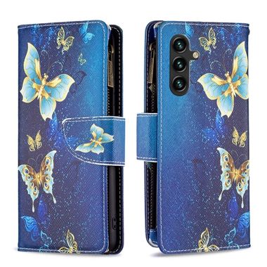 Peňaženkové 3D puzdro COLORED na Samsung Galaxy A14 4G/5G - Zlatý motýľ