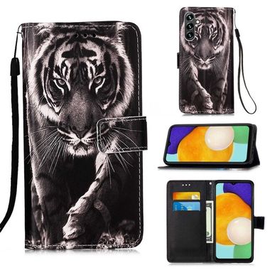 Peňaženkové 3D puzdro COLORED na Samsung Galaxy A34 5G - Čierny a biely tiger