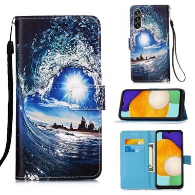 Peňaženkové 3D puzdro COLORED na Samsung Galaxy A34 5G - Vlny a slnko