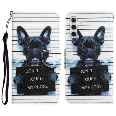 Peňaženkové 3D puzdro COLORED na Samsung Galaxy A54 5G – Čierny pes