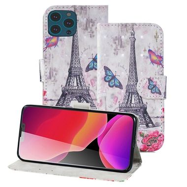 Peňaženkové 3D puzdro DRAWING na iPhone 13 Pro - Eiffel Tower