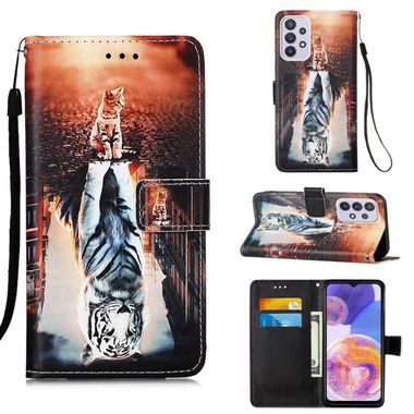Peňaženkové 3D puzdro DRAWING na Samsung Galaxy A23 5G - Mačka a tiger