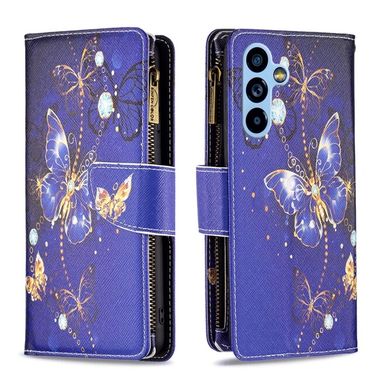 Peňaženkové 3D puzdro DRAWING na Samsung Galaxy A54 5G – Fialový motýľ