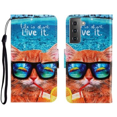 Peňaženkové 3D puzdro DRAWING na Samsung Galaxy S22 5G - Underwater Cat