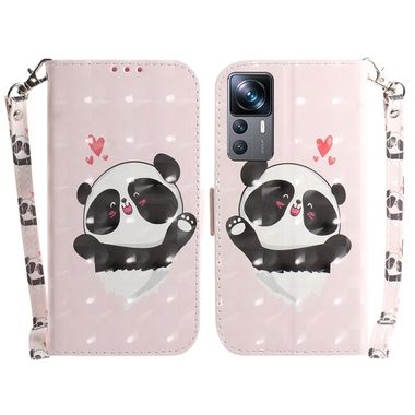 Peňaženkové 3D puzdro DRAWING na Xiaomi 12T / 12 Pro – Srdce a panda