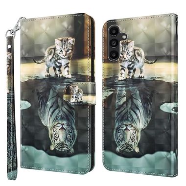 Peňaženkové 3D puzdro na Galaxy A15 4G/ 5G - Mačka a Tiger