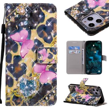 Peňaženkové 3D puzdro na iPhone 12 Pro Max - Pink Butterflies