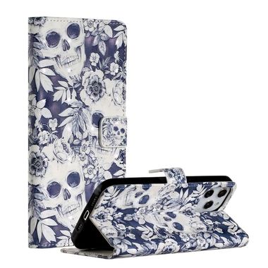 Peňaženkové 3D puzdro na iPhone 12 Pro Max - Skull Flower