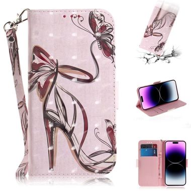 Peňaženkové 3D puzdro na iPhone 15 Pro Max - Butterfly High-heeled