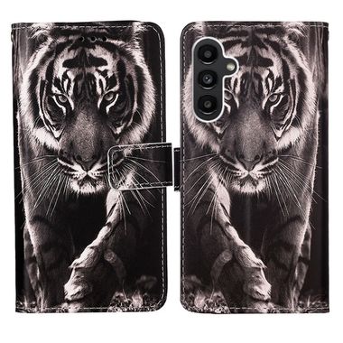 Peňaženkové 3D puzdro na Samsung Galaxy A05s - Čiernobiely Tiger