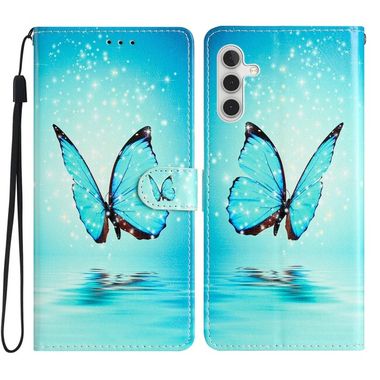 Peňaženkové 3D puzdro na Samsung Galaxy A05s - Modrý Motýľ