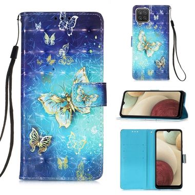 Peňaženkové 3D puzdro na Samsung Galaxy A12 - Golden Butterfly