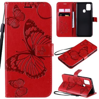 Peňaženkové 3D puzdro na Samsung Galaxy A21s - Červený motýľ