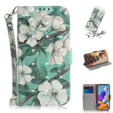 Peňaženkové 3D puzdro na Samsung Galaxy A21s - Watercolor Flowers